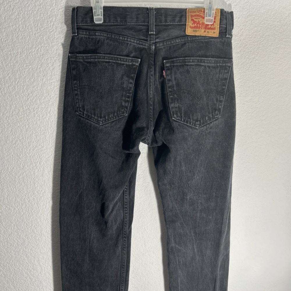 Levis 505 Jeans Mens 31x34 Black Regular Straight Mid Rise Dark Wash Y2K Denim